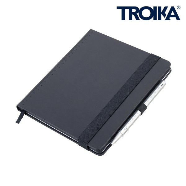 TROIKA NPP04 - Black A5 Notepad with Pen and Elastic Strap