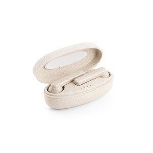 Wireless earphones with 3-hour battery life in wheat straw fibre and PP - Egotier 97938