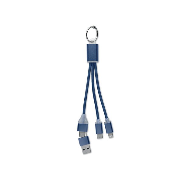 BLUE Versatile 4-in-1 Key Ring Charging Cable Type C - GiftRetail MO2141