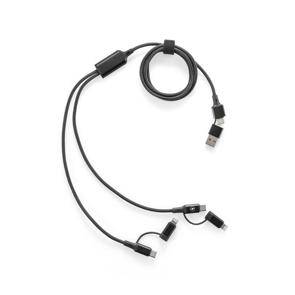 Supersnabb 6-i-1 USB-kabel tillverkad av aluminium och återvunnen PET - Egotier 97146