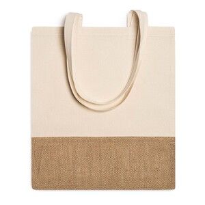 WAVE Eco shopping bag made of 120 gsm cotton and jute in natural colour - EgotierPro BO7556