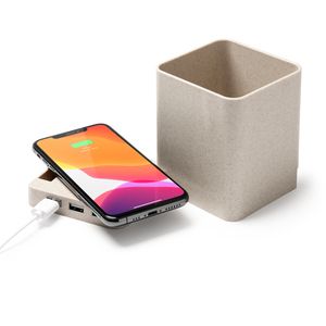 Stamina CR2995 - MELBUX Multifunction pen made of wheat fiber with wireless charger with 5W power and three USB ports