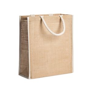Stamina BO7148 - KOPER Natural jute bag with trims and reinforced cotton handles
