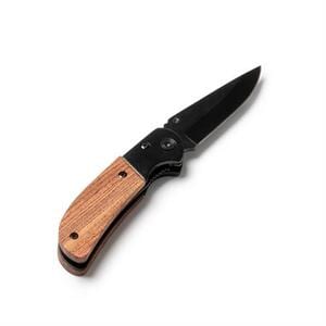 GOLIAT Stainless steel jackknife with blade in black and grip in natural wood