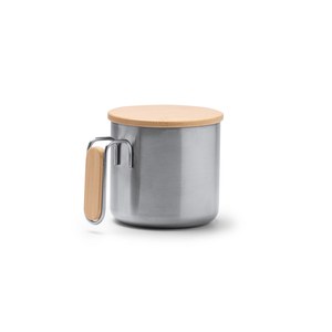 Stamina TZ1264 - RIMOR Recycled 304 stainless steel mug with bamboo detail in the handle