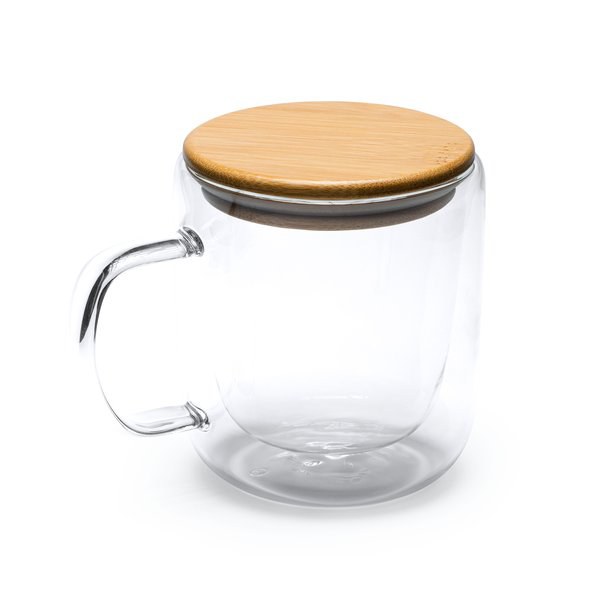 Claps 74268 - Dubbelsidig Glas Mugg med Bambu Lock
