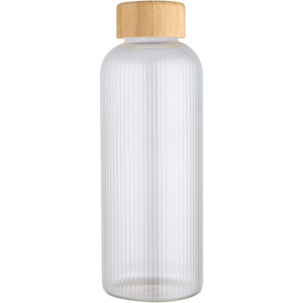 Mirage 650 ml enkelväggig flaska i borosilikatglas med lock i bambu - EgotierPro 100930