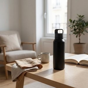 Stainless steel bottle (91% recycled) with vacuum insulated double wall 590 mL - Egotier 94376
