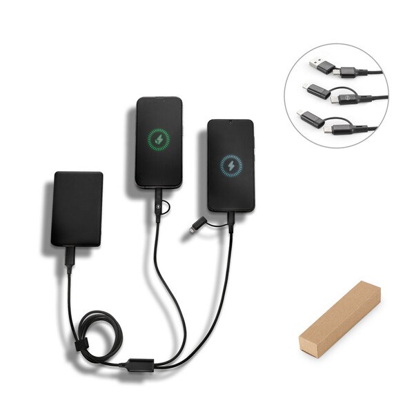 Supersnabb 6-i-1 USB-kabel tillverkad av aluminium och återvunnen PET - Egotier 97146