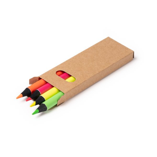 Stamina LA1763 - MARGA A set of 4 fluorescent colour pencils with black wood