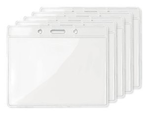 Pack of 50 GiftRetail MO8599 - BADGY Clear Plastic Badge Holder 10cm x 8cm for ID Cards