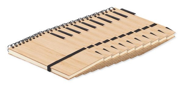 SONORABAM Eco-Friendly Bamboo A6 Notepad and Pen Set