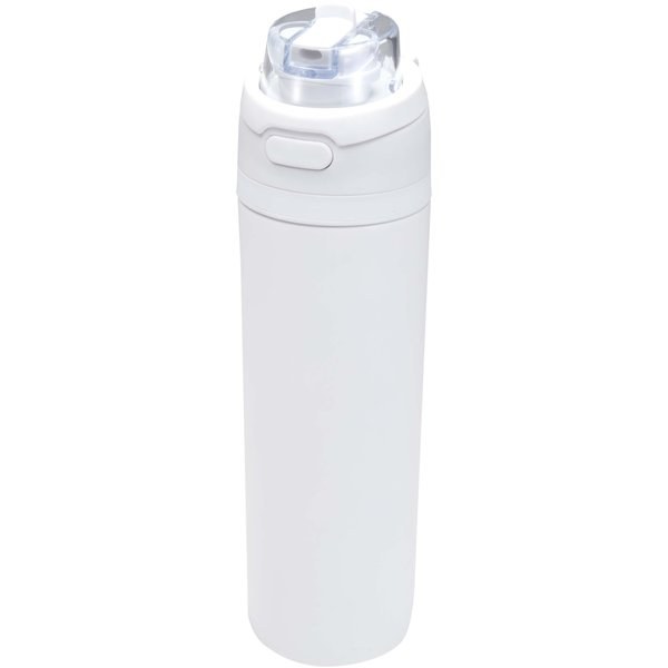Theron 800 ml RCS-vattenflaska i återvunnet rostfritt stål med enkelvägg och lock med dubbla funktioner samt utfällbart sugrö - EgotierPro 100951